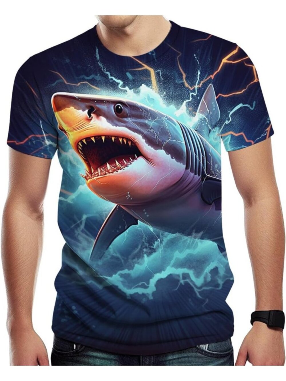 Trendy Men's Shark Graphic Tee | Casual Short Sleeve Shirt for Fashion Lovers